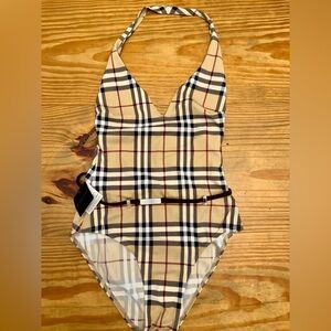 NWT Y2K Burberry one piece bathing suit, detachable belt